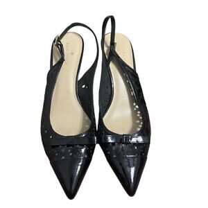 Kate Spade Black Patent Leather Pointed Toe Kitten Heels Size 8